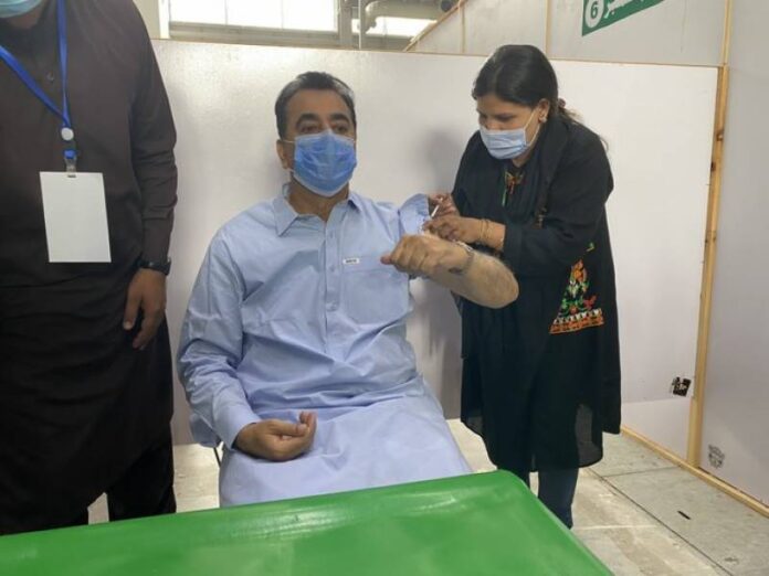 PPP Senator Yousuf Raza Gilani gets Covid-19 vaccine